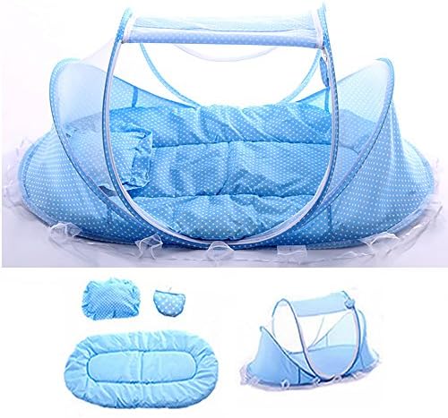 Mirokor Baby Travel Bed Infants Tent Mosquito Net Folding Portable Baby Bed Crib Play Bed Baby Cots for 0-18 Month Baby (Blue)