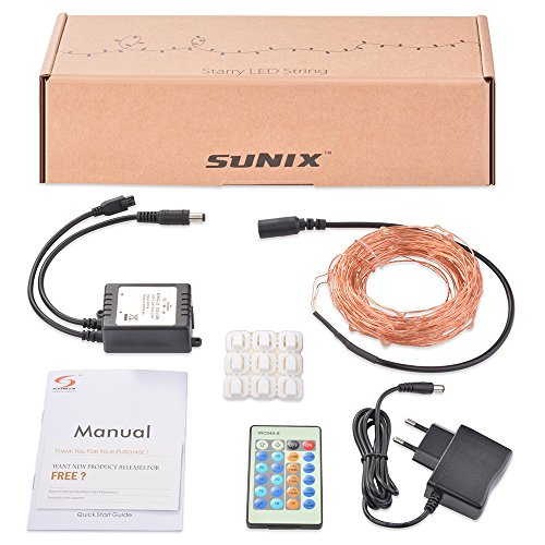 Lichterkette Kupferdraht, Sunix LED Lichterkette, 11 Meter 110 LED Sternklar Lichterketten Warmweiß Dimmbar Beleuchtung Dekoration mit Fernbedienung für Weihnachten, Hochzeit, Party, Balkon, Terrasse, Fenster, Treppe, Bar, etc - 7