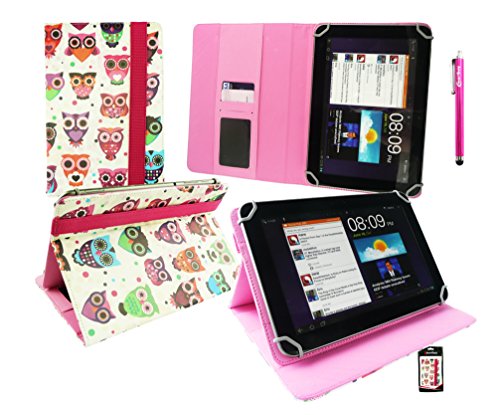 Emartbuy® Hot Rosa Eingabestift + Medion Lifetab P8312 8 Zoll Tablet Universalbereich ( 8 - 9 Zoll ) Multi-Farbig Eules Leder Multi Winkel Folio Exekutive Case Cover Wallet Hülle Schutzhülle mit Kartensteckplätze