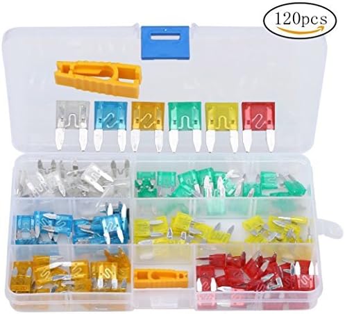 ESDAutop 120pcs Car Standard Blade Fuse, 5A 10A 15A 20A 25A 30A Assorted Set Auto Mini Fuses Low Profile Small APM Blade Fuses