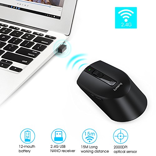 Kabellose Maus Lumsing 2 4Ghz Mini Wirelss Mouse Optische M  use DPI 2000 mit 6 Tasten  Nano Empf  nger f  r PC Laptop Macbook
