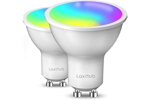 LAXIHUB Smart Lamp GU10 Lampadina intelligente Lampadina a LED dimmerabile Cambia colore Lampadina RGB WiFi Luce multicolore Connessione WiFi/Bluetooth, compatibile con Amazon Alexa, Google, 2 PC