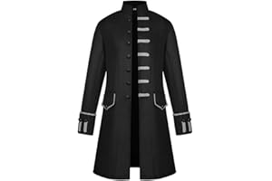 BaronHong Hombres Steampunk Vintage Chaqueta Disfraz de Halloween Retro Gótico Victoriano Levita Uniforme