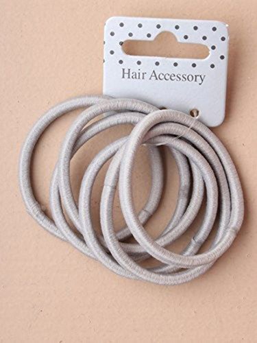 6 Hair Elastics Thick Endless No Metal Bobbles Snag Free School Bands Ponytail (Grey)