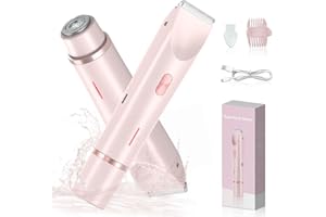 JINPUS 2 in 1 Electric Lady Shaver for Women, Painless Womens Razor Bikini Trimmer, Cordless Wet & Dry Electric Razors for Women Legs Underarms Pubic Hair - Rechargeable IPX7 Waterproof Lady Body Shaver