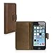 Produktbild Carlsson Leder Case Hülle für > Apple iPhone SE / 5 / 5S < - Wallet Flip Tasche aus Leder mit Standfunktion in Braun