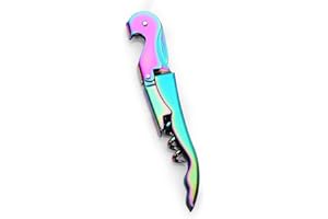 1 Packs Drincarier Kellnermesser Professional Wine Openers, Upgraded Heavy Duty Edelstahl Wine Key,Classic All-in-one Corkschreck, Flaschenöffner und Foil Cutter (1Pack Iridisierung)