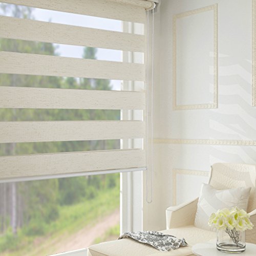 SHINY HOME® Duo Rollo Doppelrollo Klemmfix Fensterflügel mit Klemmträger tageslicht blickdicht Raffrollo ohne Bohren Sonnenschutzrollo Fensterrollo für Fenster oder Tür 80x150cm Flachs - 4