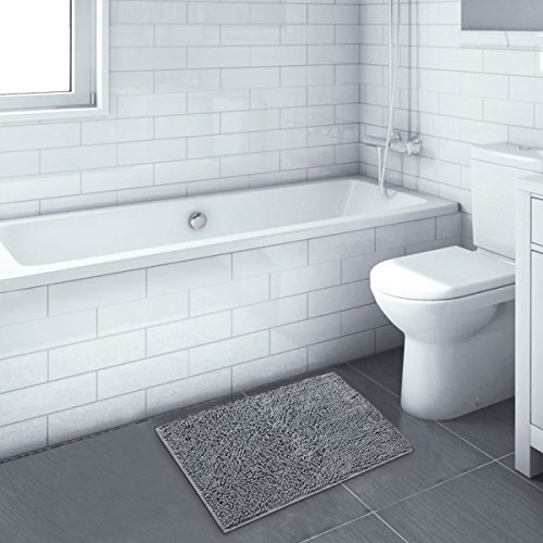 Leefrei Badematten Set in 2 teilig: Badvorleger 50 x 80 cm + WC-Vorleger 50 x 50 cm (50x80cm Set, Grau) - 8