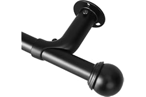 ESON CASA Barra de cortina extensible 120-210 cm, diámetro de 19 mm, barra de cortina de metal ajustable con extremos de bola para cortinas con ojales, elegante barra decorativa con oscurecimiento,