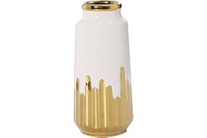 Koomuao Vases en Céramique pour Décoration d'intérieur Or Vase à Fleurs de Style Moderne Céramique Vase pour Maison, Fête, Centre de Table de Mariage (Petit)