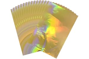 CYFUN DESIGN 50 Blatt Toner Reaktivfolie Blatt für Bastelpapier Holografische Wärmeübertragung Bastelfolie Papier für Scrapbooking Stempeln Karton Wärmeübertragung DIY Handwerk Zubehör 20,1 x 29 cm, Laser-Gold