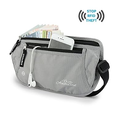 ATailorBird Ceinture Porte Billet Pochette de Voyage Protection RFID Sacoche Légère Protège Votre Téléphone Passeport Carte Bancaire Monnaie en Sécurité - Gris
