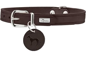 HUNTER AALBORG Hundhalsband, läder, enkel, robust, bekväm, 47 (S-M)