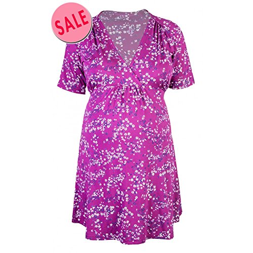 Heavenly Bump Maternity Forget-Me-Not Print Tunic - Magenta 10 Magenta