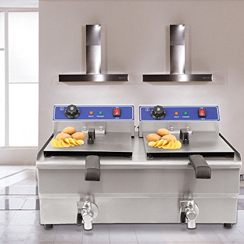 Ridgeyard 19l Edelstahl Stahl Doppel Fritteuse Doppel Tank Kommerzielle Kche Tief Fett Friteuse Restaurant Deep Fryer
