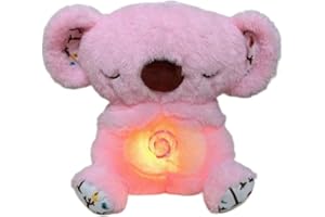 RDCIRP Jouet en Peluche for soulager l'anxiété, Adorable Animal en Peluche apaisant Koala avec lumières Musicales et Mouvement de Respiration Rythmique for garçons Filles Adultes endormis(Rose)
