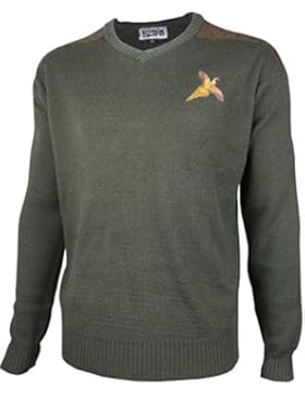 Kinder Wollpullover mit V-Ausschnitt und aufgestickten Fasan Wandern Jagen Schießen