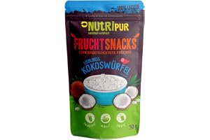 Kokosnöt frystorkad: 50 g frystorkade frukter – Veganska sötsaker kokos-kuber sockerade – torkade frukter naturliga från Nutr