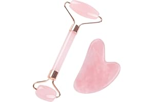 SJBAUTYO Gua Sha Viso Rullo di Giada per il Viso,Massaggiatore Viso e Collo, Gua Sha Lenisce, Calma e Rilassa La Pelle, Elimina Il Gonfiore Degli Occhi,Rosa