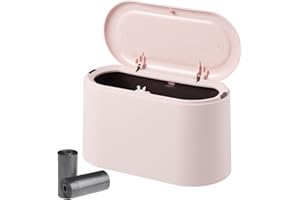 VORHOT Cestino da Tavolo, Cestino Scrivania con Coperchio, 2L Mini Spazzatura con 2 Rotoli di Sacchi della Spazzaturaper, per Ufficio Cucina Bagno Cameretta Auto, Archiviazione Desktop, 22*11*13cm