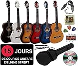 Pack Guitare Classique 4/4 (Adulte) + 6 Accessoires + Cour Vidéo et DVD (Noir)