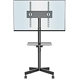 BONTEC Mobile TV Stand on Wheels for 23-55 Inch Plasma/LCD/LED TVs, Portable TV Stand with Laptop Shelf, Height Adjustable Ro