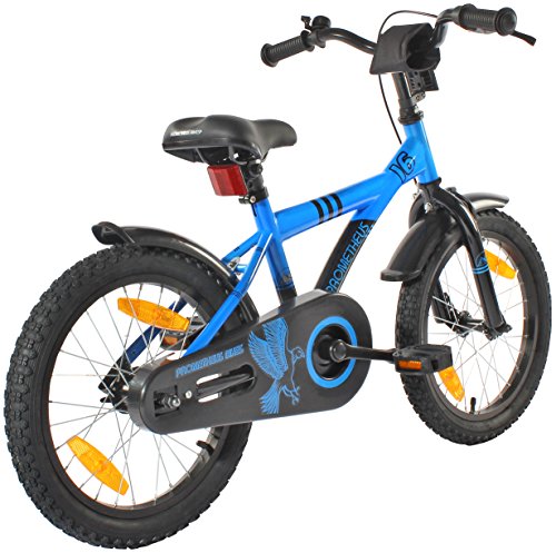 PROMETHEUS Kinderfahrrad 16 Zoll Jungen in Blau & Schwarz mit Stützrädern | Seitenzugbremse und Rücktrittbremse | ab 5 Jahren | 16“ BMX Edition 2017 - 7