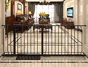 COSEND Extra Wide Baby Gate Tension Indoor Safety Gates Black Metal Large Pressure Mounted Pet Gate Walk Through Long Safety Dog Gate for The House Doorways Stairs (62.2