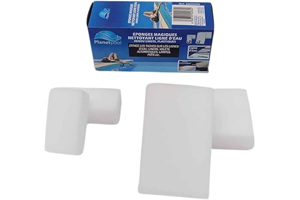 Planet Pool Éponges Magique Nettoyantes - Spécial Ligne d'eau Et Skimmer Piscine - Efface Taches et Marques - Boite de 4 éponges Non abrasives - Fonctionne Aussi pour Mobilier Jardin Auto Moto Jardin