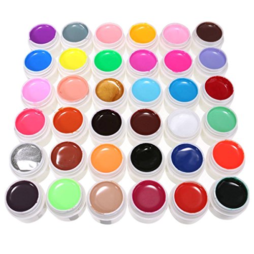 DancingNail 36 Farben Nail Art UV Gel Set Farbgel Gele Glitter Puder Nagel Design Nagel Kunst spitzt