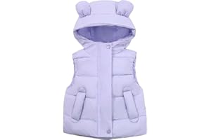 JiAmy Chaleco Cálido sin Mangas para Niños, Ropa Exterior Resistente al Viento Niño Niña Chaqueta Invierno Cálido con Capucha y Orejas de Oso Ropa Color Sólido