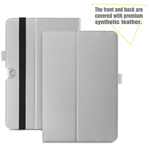 Asus Transformer Mini T102HA Hülle Case -Infiland Slim Fit Folio PU-lederne dünne Kunstleder Schutzhülle Cover Tasche für Asus Transformer Mini T102HA Tablet-PC (mit Auto Schlaf / Wach Funktion, Tablet und Tastatur sind nicht entgehaltet) (Weiß) - 2