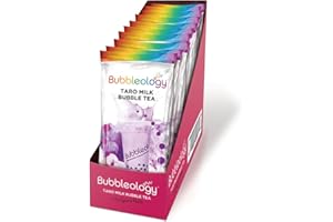 Bubbleology Taro Milk Bubble Tea Kit (Pack of 10) Boba Tea Kit with Tapioca Pearls | Makes 10 Bubble Teas | Each Kit Contains: 1x Taro Blend, 1x Tapioca Pearls, 1x Large Straw | Just Add Milk
