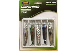 AYASAL Be-Creative Set of 5 Toby Spoons Lures Spinners 12g - Pike Perch Trout Salmon Bass Fishing