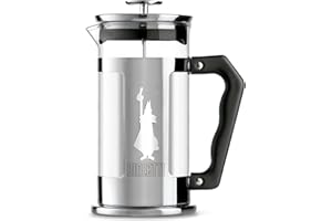 Bialetti Cafetière Piston Preziosa Bialetti 1 L, Verre borosilicate, Acier inoxydable, Marron, 8 Tasses