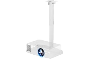 PUTORSEN Support pour Projecteur Videoprojecteur Plafond - Réglable en Hauteur Support Videoprojecteur Mural,Installation sans Perçage,Gestion Cachée des Câbles,Supporte Jusqu'à 10 Kg,Blanc