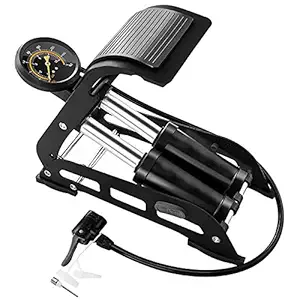 Vishal Smart Mall Double Barrel Cylinder Air Inflator Foot Pump Car Van Bicycle Bike Tyre