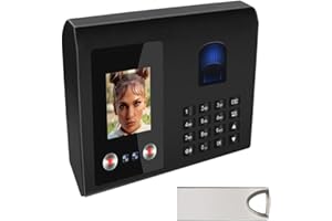 MIKONIYA Máquina de Asistencia,Máquina Fichar de Asistencia,Reloj de Fichar, Maquina de Fichar Empleados Biométrica de Huella Dactilar con Sistema Española Pantalla LCD Memoria de 8GB (Negro)