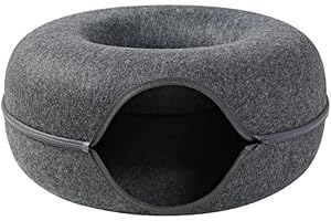 WUURAA For Cat Tunnel Bed Zip Closure Detachable Playing Tube Condo Toy With Peek Hole Soft Felt Hideout For Kitten Small Pet Cat Tunnel Bed Felt Tube For Indoor Cats Tunnel Bed For Cats Round Felt Cat Bed