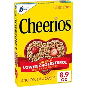 General Mills Cereal, Cheerios Made with 100% Whole Grain Oats, Gluten Free, 8.9 oz
