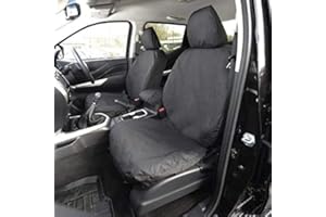 UK Custom Covers SC242B Tailored Heavy Duty Waterproof Front Seat Covers Black -To Fit Nissan Navara NP300 Double Cab 2016 Onwards