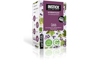 INSTICK JUST ADD WATER INSTICK Boisson instantanée sans sucre (cassis) – 1 paquet pour 12 x 0,5 à 1 l – Poudre végétalienne faible en calories et vitamine C – Poudre instantanée