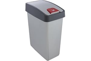 Keeeper Cubo de la Basura Premium con Tapa Abatible, Tacto suave, 25 l, Magne, Plateado (Light Silver)