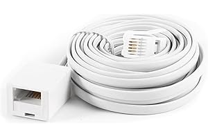 BFQZ 1 Pcs 5 Meter Telephone Extension Cable, BTTelephone Extension Cable, Phone Line, Straight Through Telephone ExtensionCable for UK Landline Phone Cord Home & Office Fax Modem Extender (White 6P6C)