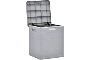 Gecheer Caja de Almacenamiento de Jardín Baul Almacenamiento Arcón Exterior de Ordenación, Capacidad 90 L Gris Claro