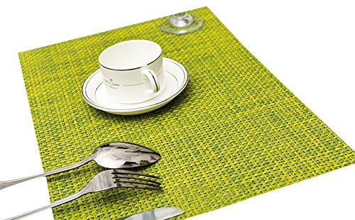 TININNA 4er Set Elegante Einfarbig Gewebter Tischsets Tischunterlage Platzdecken Platzset Platzmatten Tischmatten grün