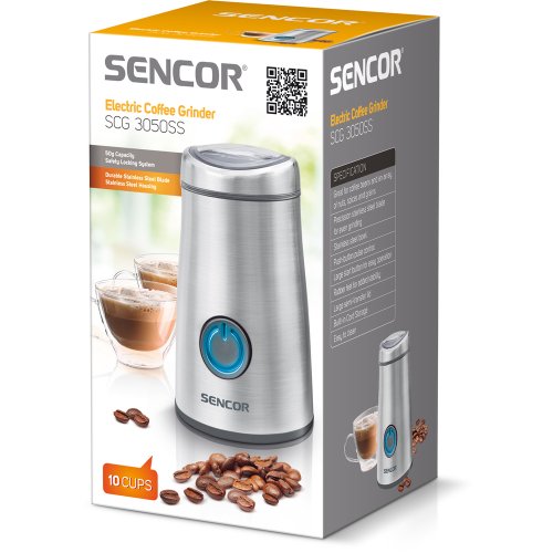 Sencor SCG 3050SS Elektrische Kaffeemühle ((150 W / Gleichmäßige Konsistenz des gemahlenen Kaffees dank einer speziellen dreistufigen Edelstahlklinge / Silber) - 3