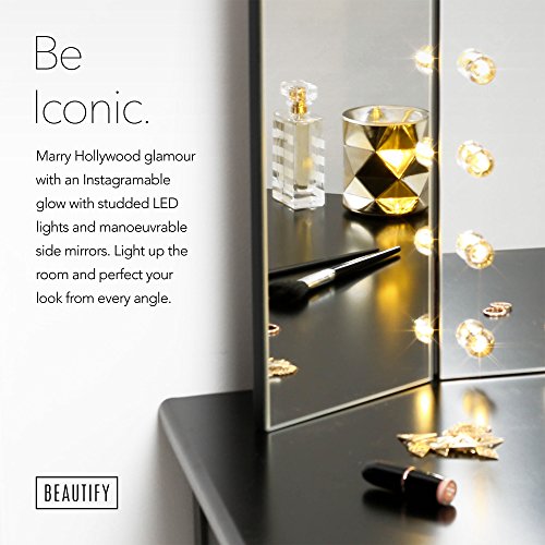 Beautify Dreifach-Schminktisch-Frisiertischspiegel mit Warmem LED-Lichtern - 4