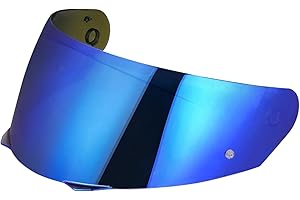 JQF GEAR Motorradhelm Visier für HJ33/i90/i91,Helmvisier Motorrad Windschutz Helm Objektiv Visier Vollgesichts,Helmvisiere Zubehör Ersatz(Chrom Blau)